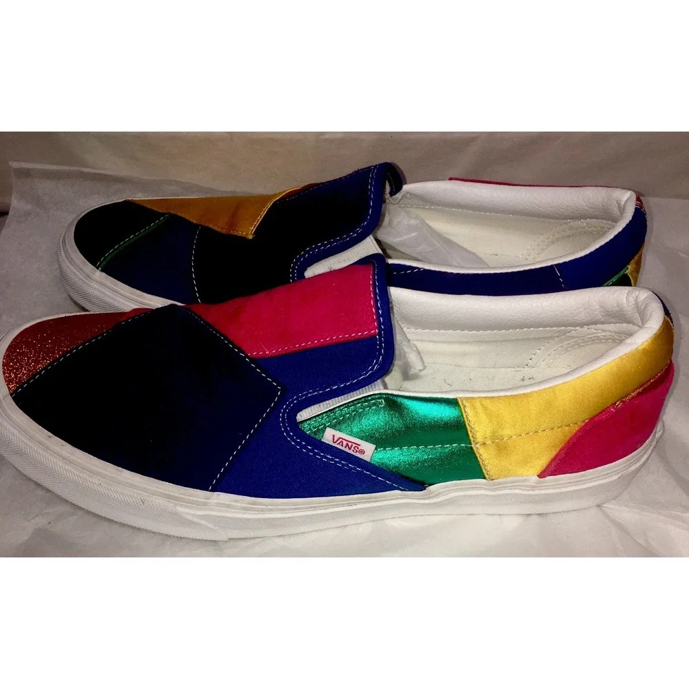Vans Mardi Gras Patchwork Pride Slip On Colorblock Sneakers Mens 11.5,Women 13